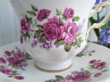 Pink Roses And Lilac Queen Anne English Bone China Cup And Saucer 1960s