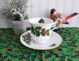 Christmas Yuletide Cup And Saucer Rosina Pine Holly Berries 1960s