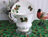 Christmas Yuletide Cup And Saucer Rosina Pine Holly Berries 1960s