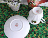 Christmas Yuletide Cup And Saucer Rosina Pine Holly Berries 1960s