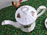 Rosina Yuletide Coffee Pot Christmas Tall Teapot Pine Holly Berries 1960s Holiday