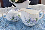Sugar And Cream Blue Forget Me Nots 1960s Royal Adderleys English Bone China