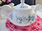 Teapot Blue Forget Me Nots Large 1960s Royal Adderleys English Bone China