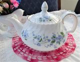 Teapot Blue Forget Me Nots Large 1960s Royal Adderleys English Bone China
