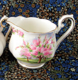 Royal Albert Blossom Time Cream And Sugar 1960s Pink Tree Blossoms Large English Bone China