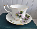 Pretty Mayflower Royal Albert Cup and Saucer Pink Blossoms Montrose Shape 1960s