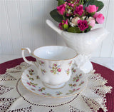 Cup And Saucer Royal Albert Winsome Floral Bands English Bone China 1966-1970s