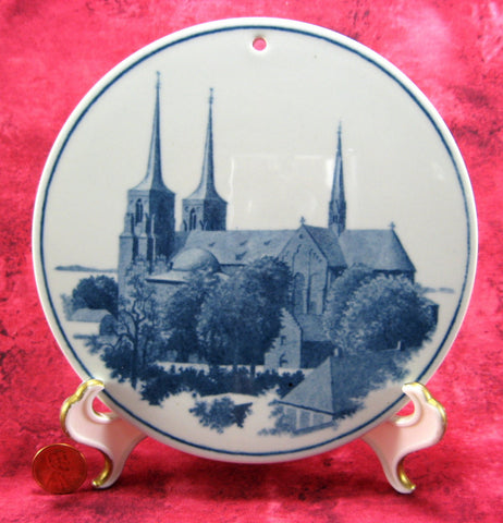 Royal Copenhagen 6 Inch Diameter Plaque Roskilde Cathedral Trivet 1960s Denmark