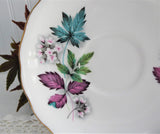 Lovely Blossoms Leaves Cup and Saucer Royal Vale English Bone China 1960s Bone China