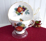 Fruit Cup and Saucer Royal Vale English Bone China 1960s Apples Berries