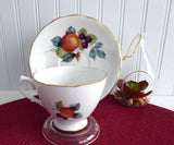 Fruit Cup and Saucer Royal Vale English Bone China 1960s Apples Berries