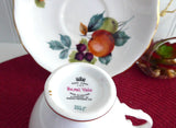 Fruit Cup and Saucer Royal Vale English Bone China 1960s Apples Berries