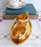 Royal Winton Golden Age Cream And Sugar With Matching Tray 1960s Gold Luster