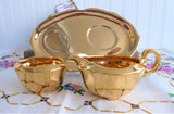 Royal Winton Golden Age Cream And Sugar With Matching Tray 1960s Gold Luster
