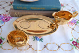 Royal Winton Golden Age Cream And Sugar With Matching Tray 1960s Gold Luster