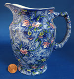 Blue Chintz Jug Pitcher Sadler For Ringtons Tea 1960s Ironstone Pitcher Floral Transferware