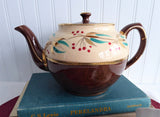 Sadler Fancy Brown Betty Teapot Vintage 1960s England 6 Cups Hand Painted Enamel