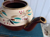 Sadler Fancy Brown Betty Teapot Vintage 1960s England 6 Cups Hand Painted Enamel