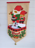 Scandanavian Christmas Post Nisse Tomre Card Holder 1960s Burlap Swedish Norweigian