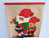 Scandanavian Christmas Post Nisse Tomre Card Holder 1960s Burlap Swedish Norweigian