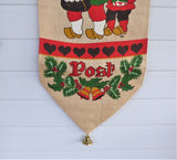 Scandanavian Christmas Post Nisse Tomre Card Holder 1960s Burlap Swedish Norweigian