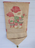 Scandanavian Christmas Post Nisse Tomre Card Holder 1960s Burlap Swedish Norweigian