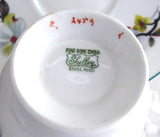 Shelley Bailey's Dogwood Cup And Saucer With Plate Windsor Teacup Trio Teal Trim