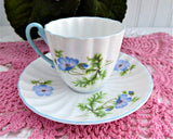 Shelley Blue Poppy Cup and Saucer Ludlow Coffee Demitasse 1960s