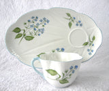 Shelley Dainty American Brooklime Snack Set Cup Saucer Fitted Plate Snack Buffet
