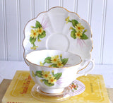Shelley Cup And Saucer Primrose Atholl Thorn Shape Gold Trim 1960s