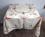 Swiss Embroidered Tablecloth 1960s Tea Cloth Bridge Cloth With Tags Unused