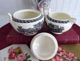 Sugar And Creamer Wedgwood Lugano Black Transferware 1960s Afternoon Tea