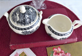 Sugar And Creamer Wedgwood Lugano Black Transferware 1960s Afternoon Tea