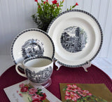 Wedgwood Lugano Black Transferware Cup And Saucer With Plate 1960s Teacup Trio