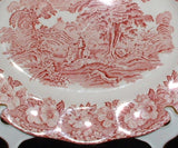 Ironstone Platter Woodland Pink Transferware Red Transfer E Wedgwood 1960s Oval