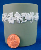 Wedgwood Green Jasperware Toothpick Holder Cup 1960s Jasper England Grapevine