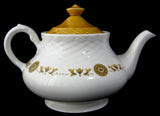 Teapot E Wedgwood Gold Medallion Retro Tea Pot Harvest Gold English 1960s As Is