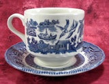 Cup And Saucer Blue Willow Blue Transferware English Royal Wessex 1950s