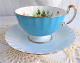 Aynsley Blue White Cup And Saucer Floral Bouquets Aynsley Royal Albert Marriage