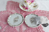 Butter Pats Pair Hand Painted Roses Teabag Caddy Porcelana Brazil
