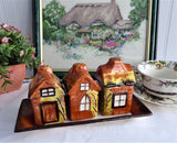 Price Kensington Cottage Ware 5 Piece Set On Tray Salt Pepper Mustard 1950s England