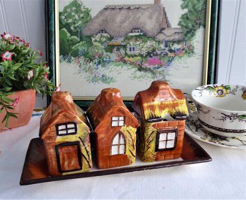 Price Kensington Cottage Ware 5 Piece Set On Tray Salt Pepper Mustard 1950s England