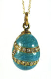 Necklace Turquoise And Rhinestone 925 Silver Easter Egg Enamel Pendant 1967