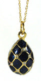 Necklace Sapphire Blue And Rhinestone Easter Egg Cloisonne Enamel 1967 USSR