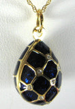 Necklace Sapphire Blue And Rhinestone Easter Egg Cloisonne Enamel 1967 USSR