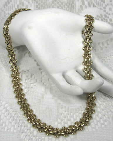 Flexible Link Necklace Fancy Multi Links Gold Plated 1960s Mid Century Retro
