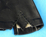 Black Leather Gloves Italian Kid Stitch Detail Italy 1960s Washable Leather Soft