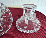 Candleholders Pair Anchor Herringbone 1950s Depression Glass Tea Table Buffet