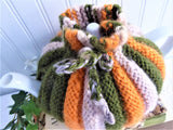 Knitted English Tea Cozy Retro Orange Olive Green Tan Cosy Stretchy 1950s Teapot Warmer