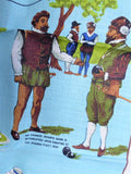 Tea Towel Lawn Bowls Sir Walter Raleigh 1960s Linen History Of Lawn Bowling